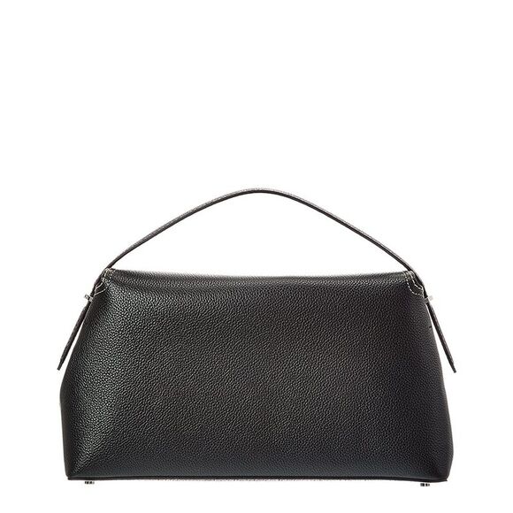 Toteme T-Lock Leather Top Handle Shoulder Bag, Black - Picture 2 of 4